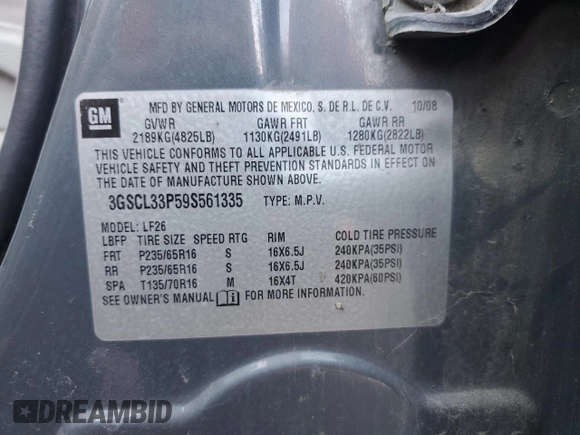 2009 Saturn VUE XE z VIN 3GSCL33P59S561335, wystawiony jako Copart lot #88599255 z przebiegiem 171 256 mil mil oraz Szkoda całkowita • Salvage title. Historia ofert i sprzedaży dostępna na DreamBid. Obrazek 13.