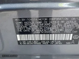 2013 Lexus IS 250 with VIN JTHBF5C20D5185515, listed as a IAAI auction lot 41938572 with 109,441 mi miles. Bid and sale history available at carsss.com. Image 9.