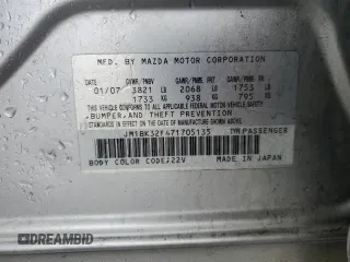 2007 Mazda Mazda3 i Sport with VIN JM1BK32F471705135, listed as a Copart auction lot 44245465 with 236,041 mi miles and Salvage Title. Bid and sale history available at carsss.com. Image 12.