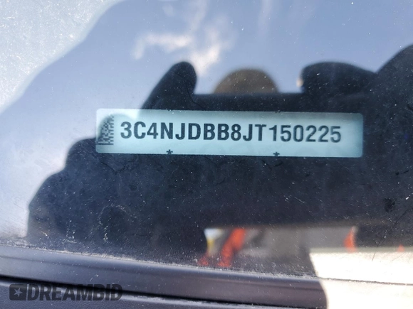2018 Jeep Compass Latitude with VIN 3C4NJDBB8JT150225, listed as a Copart auction lot 57790945 with 75,772 mi miles and Salvage title. Bid and sale history available at DreamBid. Image 13.