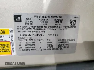 2016 Chevrolet Traverse LT z VIN 1GNKVGKD2GJ182802, wystawiony jako Copart lot #59040455 z przebiegiem Nie podano mil oraz Szkoda całkowita • Salvage title. Historia ofert i sprzedaży dostępna na DreamBid. Obrazek 12.
