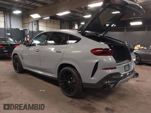 2025 BMW X6 xDrive40i with VIN 5UX33EX04S9Z44291, listed as a IAAI auction lot 41827897 with 1,053 mi miles. Bid and sale history available at carsss.com. Image 3.