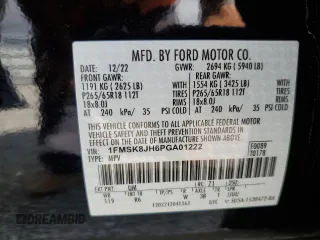 2023 Ford Explorer Timberline z VIN 1FMSK8JH6PGA01222, wystawiony jako Copart lot #51848475 z przebiegiem 46 454 mil mil oraz Szkoda całkowita • Salvage title. Historia ofert i sprzedaży dostępna na DreamBid. Obrazek 13.