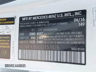2016 Mercedes-Benz C with VIN 55SWF4JB2GU157426, listed as a IAAI auction lot 41137261 with 99,714 mi miles. Bid and sale history available at carsss.com. Image 9.