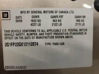 2001 Chevrolet Camaro Z28 z VIN 2G1FP22GX12112874, wystawiony jako Copart lot #70669594 z przebiegiem 58 773 mil mil oraz Szkoda całkowita • Salvage title. Historia ofert i sprzedaży dostępna na DreamBid. Obrazek 12.