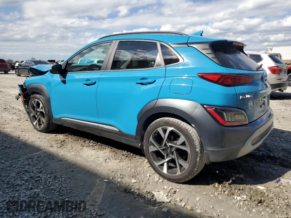 2022 Hyundai Kona Limited with VIN KM8K53A35NU911229, listed as a Copart auction lot 42786925 with 10,110 mi miles and Salvage Title. Bid and sale history available at carsss.com. Image 2.