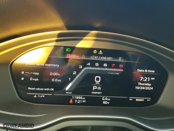2024 Audi S5 Coupe Premium Plus with VIN WAUP4AF52RA037292, listed as a Copart auction lot 77352414 with 11,996 mi miles and Salvage Title. Bid and sale history available at carsss.com. Image 9.