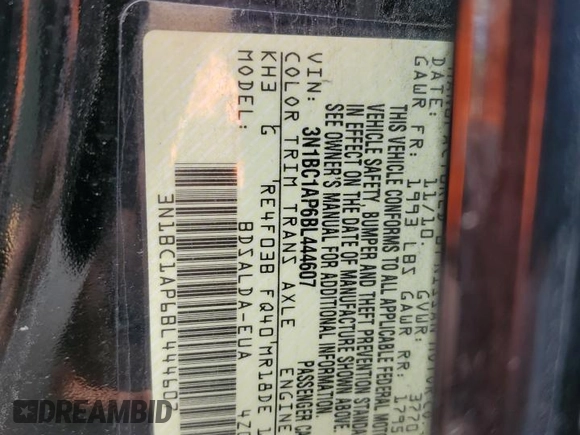 2011 Nissan Versa S with VIN 3N1BC1AP6BL444607, listed as a Copart auction lot 44256475 with 161,306 mi miles and Salvage title. Bid and sale history available at DreamBid. Image 13.