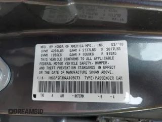 2010 Honda Accord LX с VIN 1HGCP2F39AA105073, выставлен на аукционе IAAI как лот 42123519 с пробегом 114 230 миль миль и . История ставок и продаж доступна на DreamBid. Изображение 9.