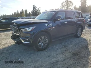 2020 Infiniti QX80 LUXE with VIN JN8AZ2NE1L9252399, listed as a Copart auction lot 73804864 with 82,767 mi miles and Salvage Title. Bid and sale history available at carsss.com. Image 1.
