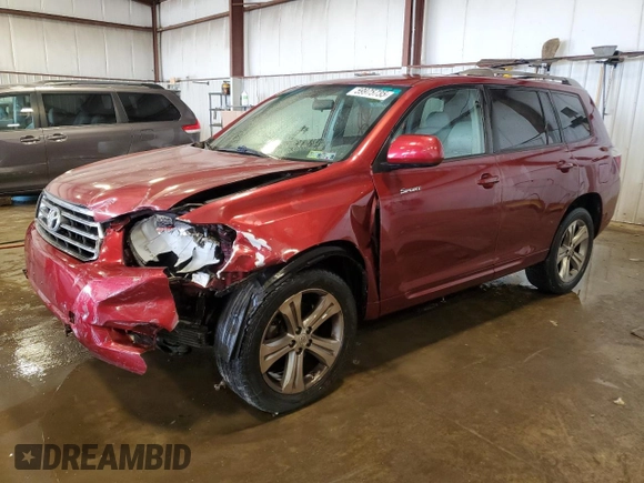 2009 Toyota Highlander Sport with VIN JTEES43AX92120039, listed as a Copart auction lot 59975735 with 160,340 mi miles and Salvage title. Bid and sale history available at DreamBid. Image 1.