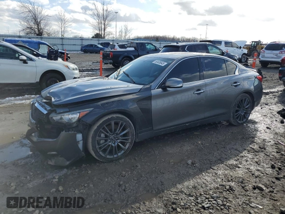 2016 Infiniti Q50 Red Sport 400 with VIN JN1FV7AR8GM451720, listed as a Copart auction lot 50495645 with 122,158 mi miles and Clean Title. Bid and sale history available at DreamBid. Image 1.