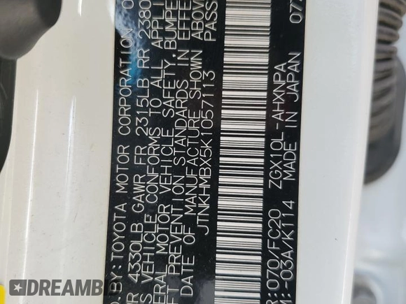 2019 Toyota C-HR XLE with VIN JTNKHMBX5K1057113, listed as a Copart auction lot 47771055 with 84,245 mi miles and Salvage Title. Bid and sale history available at DreamBid. Image 14.