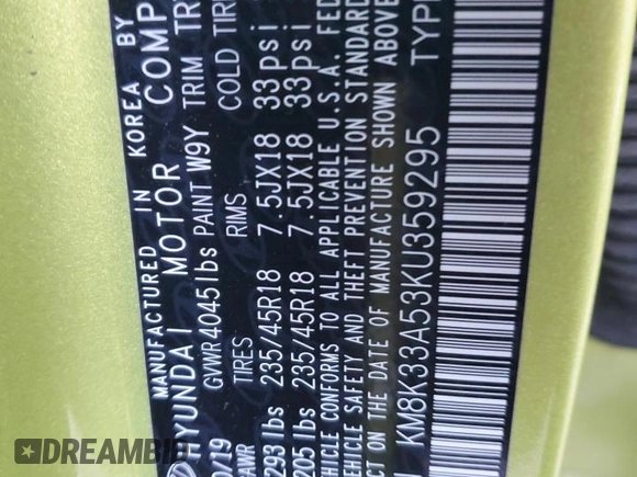 2019 Hyundai Kona Limited with VIN KM8K33A53KU359295, listed as a Copart auction lot 81525264 with 49,546 mi miles and Salvage Title. Bid and sale history available at carsss.com. Image 12.