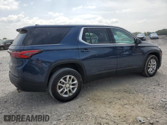 2023 Chevrolet Traverse LS z VIN 1GNERFKW8PJ112735, wystawiony jako Copart lot #60020405 z przebiegiem 72 912 mil mil oraz Szkoda całkowita • Salvage title. Historia ofert i sprzedaży dostępna na DreamBid. Obrazek 3.