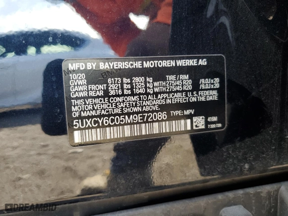 2021 BMW X6 xDrive40i with VIN 5UXCY6C05M9E72086, listed as a Copart auction lot 87723125 with 0 mi miles and Clean Title. Bid and sale history available at carsss.com. Image 13.