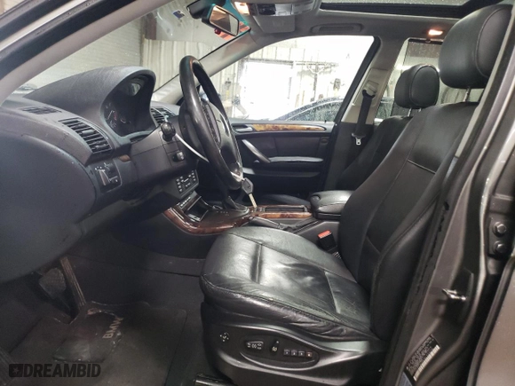 2005 BMW X5 3.0i with VIN 5UXFA13515LY23724, listed as a Copart auction lot 47836155 with 146,836 mi miles and Salvage Title. Bid and sale history available at carsss.com. Image 7.