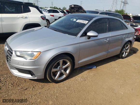 2015 Audi A3 2.0T Premium with VIN WAUBFGFF4F1104146, listed as a Copart auction lot 64123434 with 69,208 mi miles and Salvage Title. Bid and sale history available at carsss.com. Image 1.