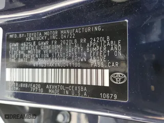 2022 Toyota Camry Hybrid SE with VIN 4T1G31AKXNU041100, listed as a Copart auction lot 52926865 with 22,310 mi miles and Salvage Title. Bid and sale history available at carsss.com. Image 12.