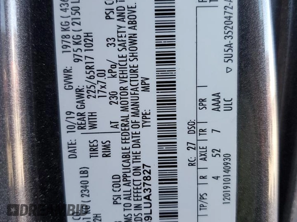 2020 Ford Escape SE with VIN 1FMCU0G69LUA37827, listed as a Copart auction lot 49629665 with 147,655 mi miles and Salvage Title. Bid and sale history available at carsss.com. Image 16.