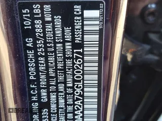 2016 Porsche Panamera 4 with VIN WP0AA2A79GL002671, listed as a Copart auction lot 87905645 with 96,048 mi miles and Salvage title. Bid and sale history available at DreamBid. Image 14.