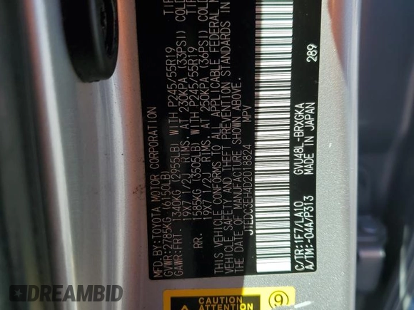 2013 Toyota Highlander Limited z VIN JTEDC3EH4D2018824, wystawiony jako Copart lot #49459795 z przebiegiem Nie podano mil oraz Szkoda całkowita • Salvage title. Historia ofert i sprzedaży dostępna na DreamBid. Obrazek 13.