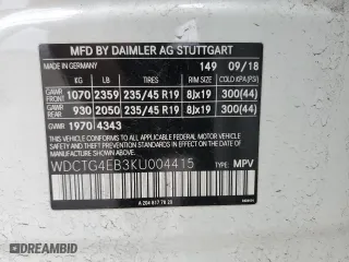2019 Mercedes-Benz GLA with VIN WDCTG4EB3KU004415, listed as a Copart auction lot 41778515 with 97,333 mi miles and Salvage Title. Bid and sale history available at carsss.com. Image 12.