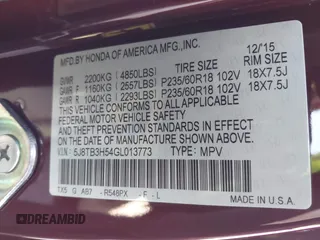 2016 Acura RDX Technology with VIN 5J8TB3H54GL013773, listed as a IAAI auction lot 42040505 with 81,729 mi miles and . Bid and sale history available at carsss.com. Image 9.