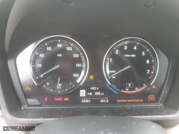 2019 BMW X1 sDrive28i with VIN WBXHU7C51K5L09878, listed as a Copart auction lot 45210725 with 45,361 mi miles and Non Repairable. Bid and sale history available at carsss.com. Image 9.