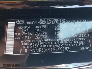 2024 Hyundai Santa Fe XRT with VIN 5NMP3DGL8RH006705, listed as a Copart auction lot 64857544 with 8,535 mi miles and Salvage Title. Bid and sale history available at carsss.com. Image 13.