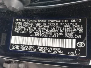 2013 Toyota Prius One with VIN JTDKN3DU3D1724080, listed as a IAAI auction lot 41726093 with 90,129 mi miles. Bid and sale history available at carsss.com. Image 9.