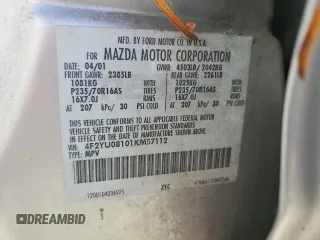 2001 Mazda Tribute LX with VIN 4F2YU08101KM57112, listed as a Copart auction lot 73372454 with 196,098 mi miles and Clean Title. Bid and sale history available at carsss.com. Image 13.