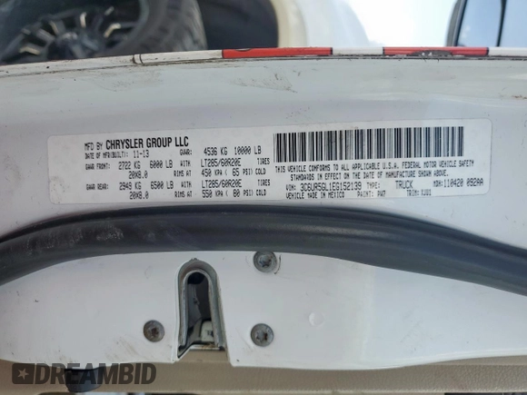 2014 Ram 2500 Longhorn с VIN 3C6UR5GL1EG152139, выставлен на аукционе Copart как лот 61852765 с пробегом 166 553 миль миль и Списание • Salvage title. История ставок и продаж доступна на DreamBid. Изображение 13.