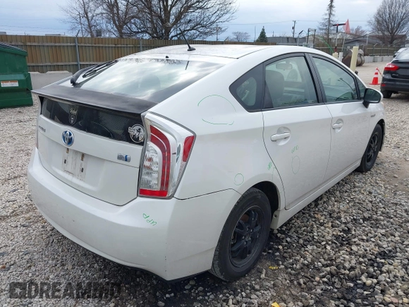 2012 Toyota Prius One with VIN JTDKN3DU6C5398119, listed as a IAAI auction lot 41891618 with 215,294 mi miles. Bid and sale history available at carsss.com. Image 4.