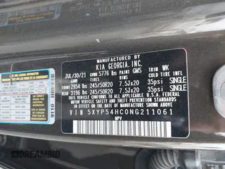 2022 Kia Telluride SX with VIN 5XYP54HC0NG211061, listed as a IAAI auction lot 42337734 with 95,554 mi miles and . Bid and sale history available at DreamBid. Image 9.