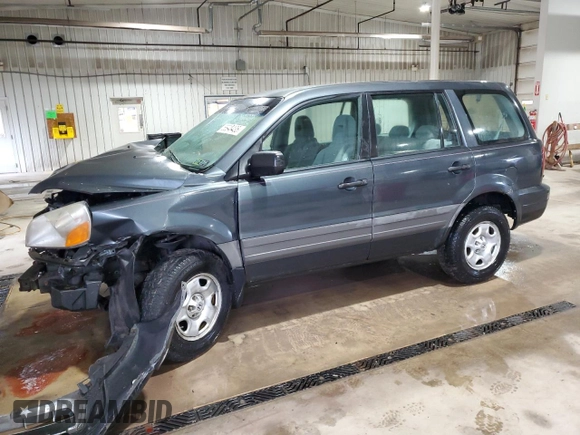 2005 Honda Pilot LX z VIN 2HKYF18175H556546, wystawiony jako Copart lot #56943435 z przebiegiem 163 377 mil mil oraz Szkoda całkowita • Salvage title. Historia ofert i sprzedaży dostępna na DreamBid. Obrazek 1.