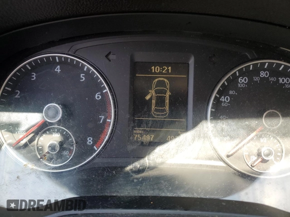 2012 Volkswagen Passat SE z VIN 1VWBP7A35CC084970, wystawiony jako Copart lot #54491265 z przebiegiem 75 497 mil mil oraz Szkoda całkowita • Salvage title. Historia ofert i sprzedaży dostępna na DreamBid. Obrazek 9.