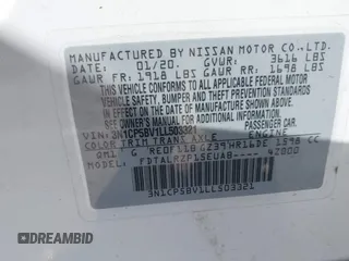 2020 Nissan Kicks S with VIN 3N1CP5BV1LL503321, listed as a IAAI auction lot 41872674 with 64,843 mi miles and . Bid and sale history available at carsss.com. Image 9.