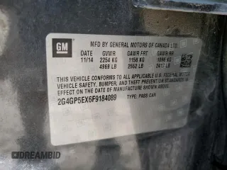 2015 Buick Regal Premium I with VIN 2G4GP5EX6F9184089, listed as a Copart auction lot 70341844 with 156,589 mi miles and Salvage title. Bid and sale history available at DreamBid. Image 14.