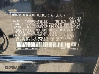 2023 Honda HR-V Sport with VIN 3CZRZ1H50PM744234, listed as a Copart auction lot 52607055 with 23,052 mi miles and Non Repairable. Bid and sale history available at carsss.com. Image 13.