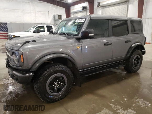 2022 Ford Bronco with VIN 1FMEE5DPXNLA75365, listed as a Copart auction lot 46787885 with 24,676 mi miles and Salvage Title. Bid and sale history available at DreamBid. Image 1.