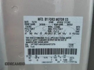 2006 Ford F-150 XL with VIN 1FTRF14W36NA57279, listed as a Copart auction lot 46629825 with 108,810 mi miles and Salvage Title. Bid and sale history available at carsss.com. Image 12.