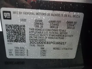 2023 Chevrolet Silverado 1500 LT with VIN 3GCUDDE81PG165217, listed as a Copart auction lot 86384424 with 37,602 mi miles and Salvage Title. Bid and sale history available at carsss.com. Image 12.