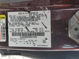 2013 Ford Fusion SE with VIN 3FA6P0HR1DR221952, listed as a Copart auction lot 51601035 with 179,747 mi miles and Clean title. Bid and sale history available at DreamBid. Image 12.