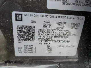 2021 GMC Sierra 1500 Elevation with VIN 3GTU9CET8MG300060, listed as a Copart auction lot 45880105 with 67,412 mi miles and Salvage Title. Bid and sale history available at DreamBid. Image 15.