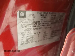 2016 GMC Canyon 4WD SLE with VIN 1GTG6CE37G1161080, listed as a Copart auction lot 42714655 with 172,615 mi miles and Salvage Title. Bid and sale history available at carsss.com. Image 12.