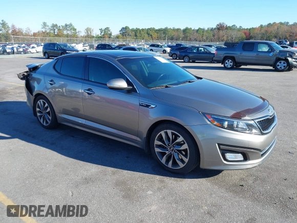 2015 Kia Optima SX Turbo with VIN 5XXGR4A66FG382167, listed as a IAAI auction lot 40951399 with 77,083 mi miles and . Bid and sale history available at DreamBid. Image 1.