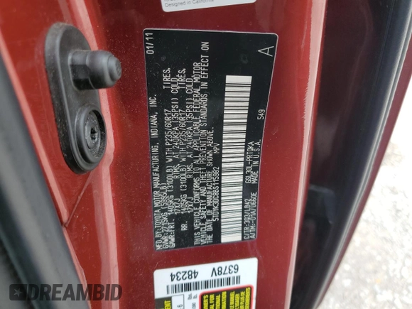 2011 Toyota Sienna XLE AAS with VIN 5TDYK3DC8BS115982, listed as a Copart auction lot 57791955 with 275,440 mi miles and Non repairable. Bid and sale history available at DreamBid. Image 13.