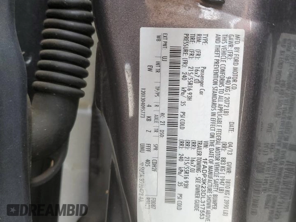 2013 Ford Focus SE with VIN 1FADP3K23DL317553, listed as a Copart auction lot 44225685 with 137,577 mi miles and Salvage Title. Bid and sale history available at carsss.com. Image 13.