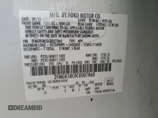 2012 Ford Flex SE z VIN 2FMGK5BC0CBD07860, wystawiony jako Copart lot #50924985 z przebiegiem 171 764 mil mil oraz Nie do naprawy • Non repairable. Historia ofert i sprzedaży dostępna na DreamBid. Obrazek 13.